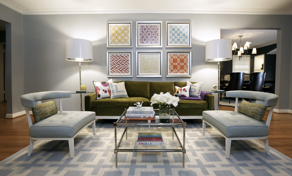 Pulp design studios, modern living room, jonathan adler rug, jonathan adler sofa, abstract prints, personalized living space