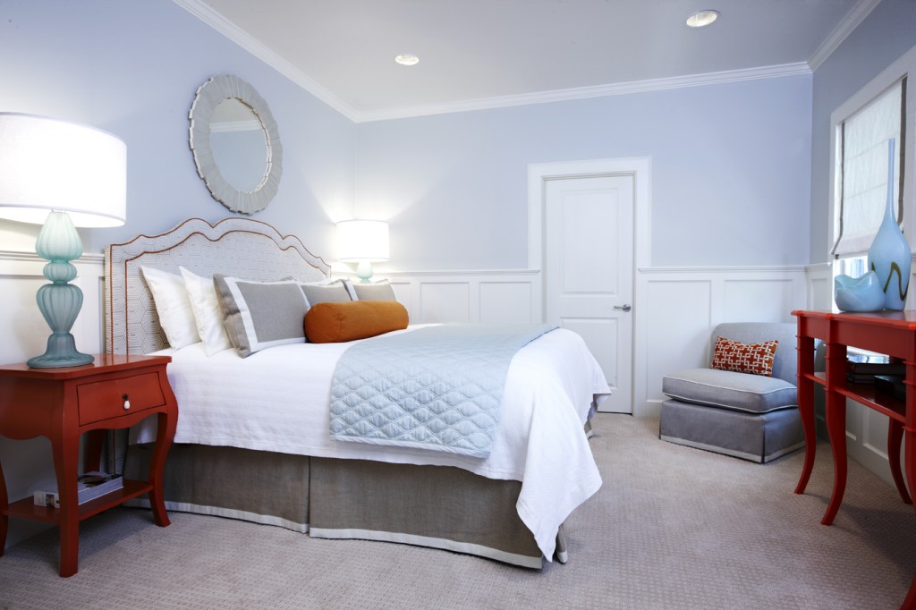 orange and blue guest room, jamie young, made goods, Edward Ferrell Lewis Mitman, Pulp Design Studios 