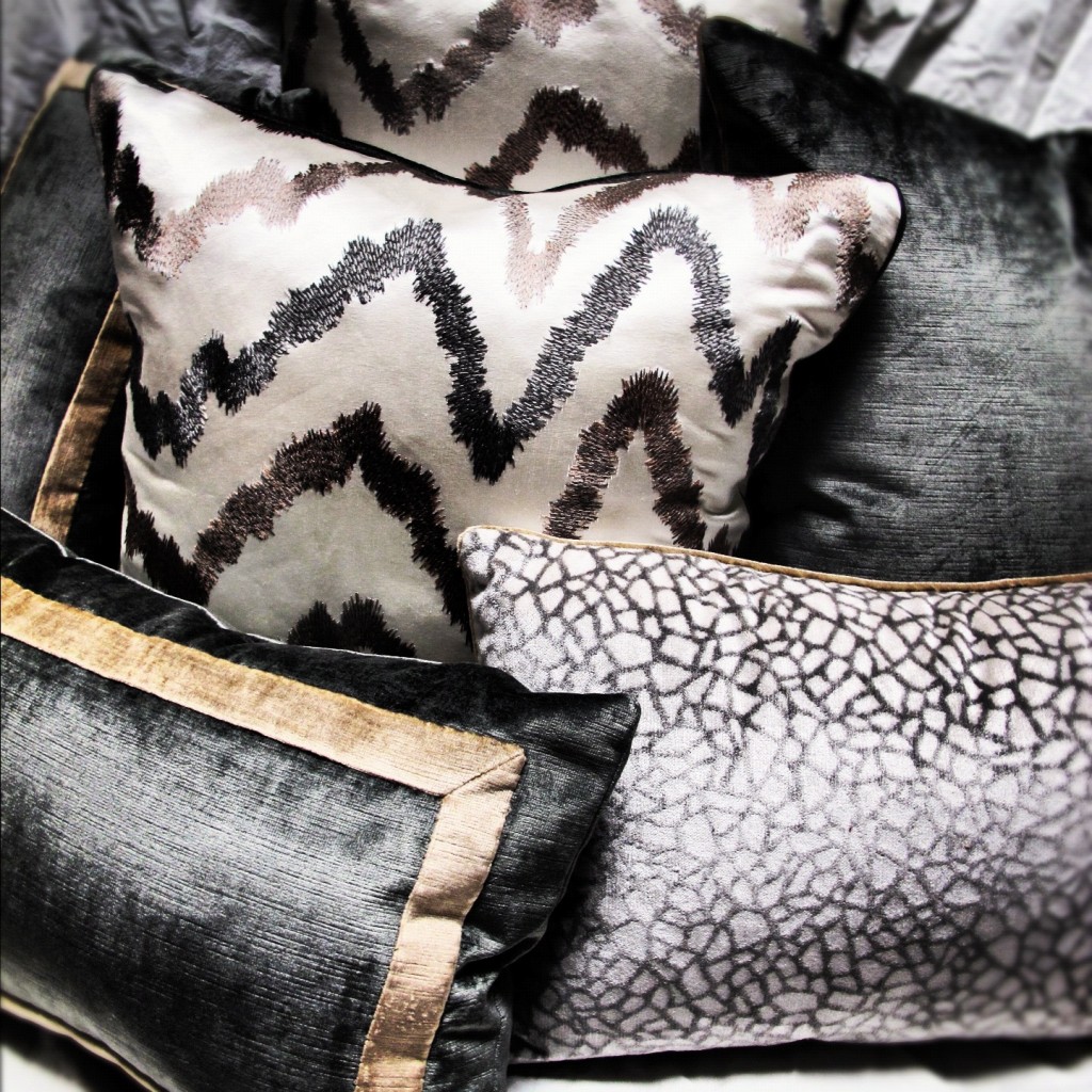 modern silk pillows, modern velvet pillows, metallic pillow collection, pulp custom pillow