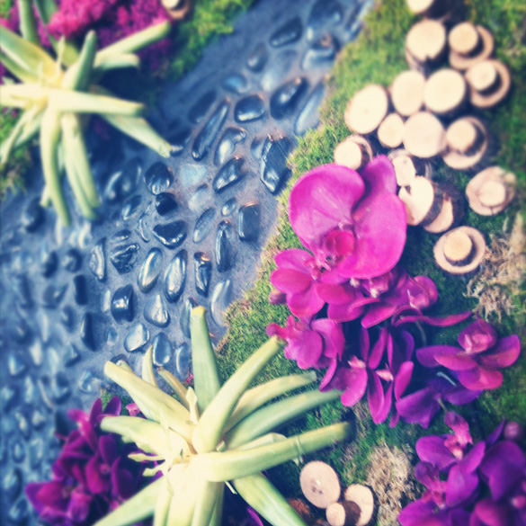 LDF Silk, Pebbles, Floral wall scape, Orchids 
