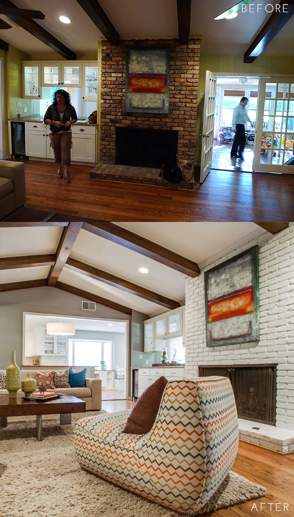 Pulp Design Studios Preston Hollow Bungalow Before and After Living Room