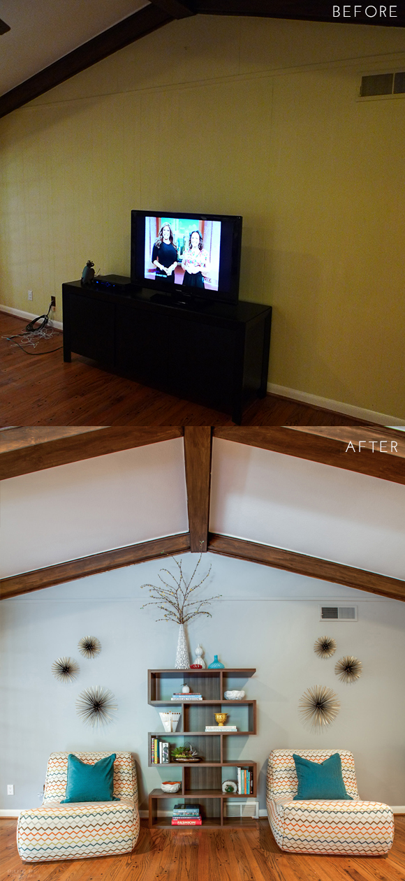 Pulp Design Studios Preston Hollow Bungalow Before and After Sitting Area